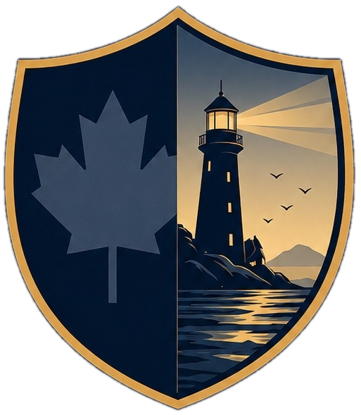 Shield & Harbour crest with a lighthouse